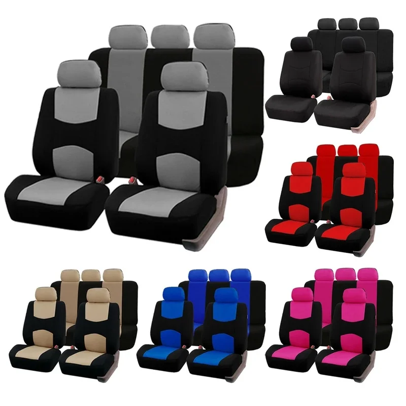 Four Seasons Fashion Universal 9 pcs Car Seat Cover Polyester Fabric Car Seat Cover