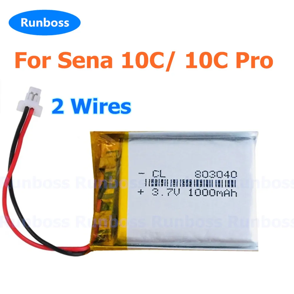 3.7V 1000mAh 803040 Replacement Battery for Sena 10C / 10C Pro Motorcycle Bluetooth Camera