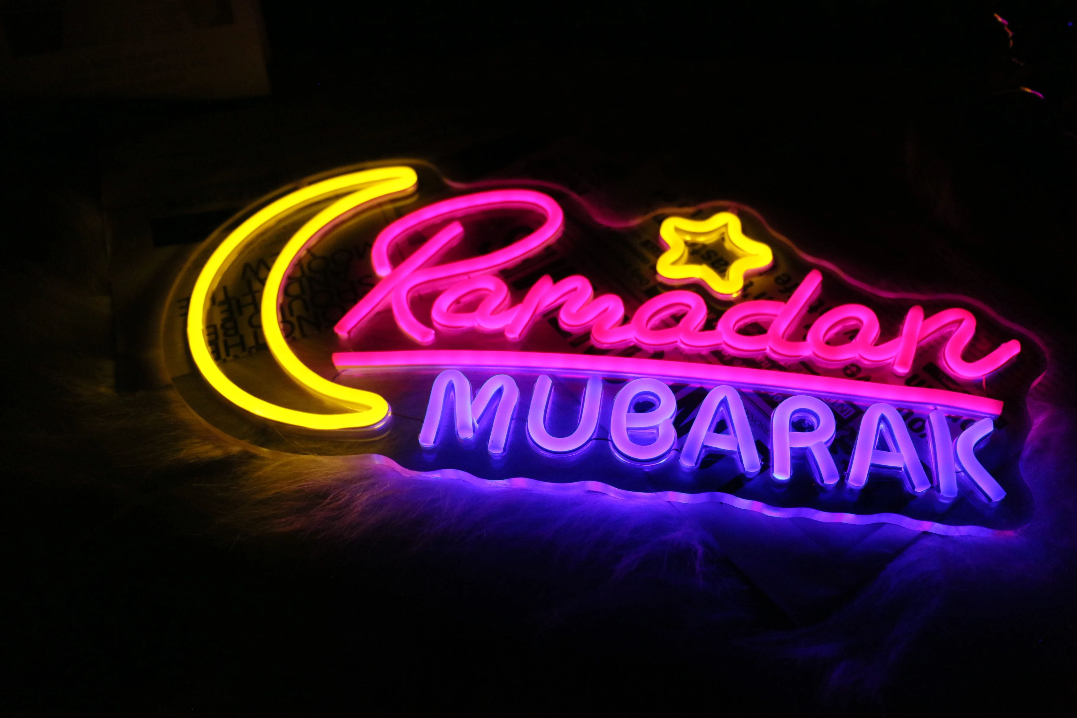 زينات أوبونراي رمضان لافتة نيون للمنزل ، ديكور رمضان مبارك ، ديكور غرفة النوم #6