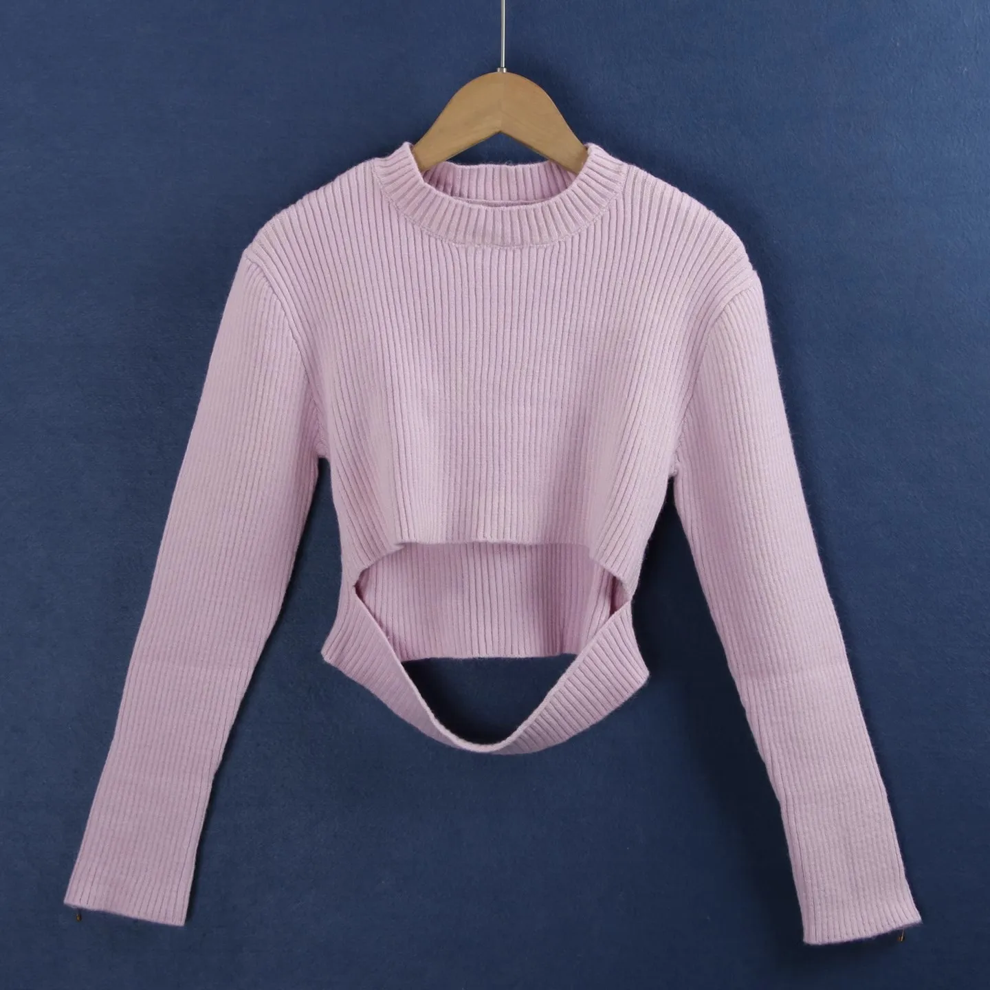 المرأة جولة Ne تريكو ort الجوف خارج طويل Sve الخريف Faion عالية المرونة الوردي اللون تخفيف Sle الدفء التدفئة