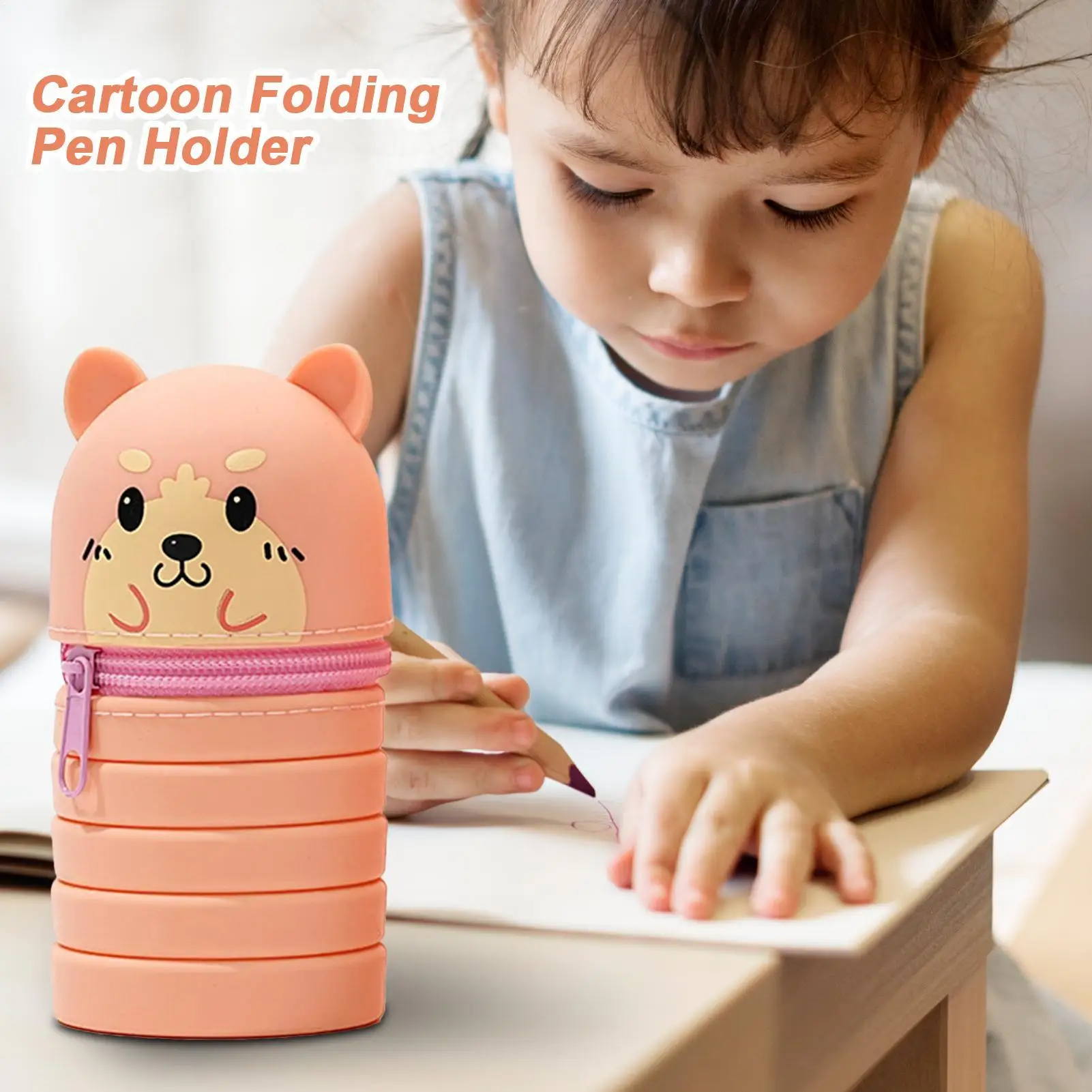 데스크 주최자 펜 홀더 텔레스코픽 연필 가방 펜 홀더 홈 기숙사 학교 교실을위한 개폐식 실리콘 스토리지 주최자