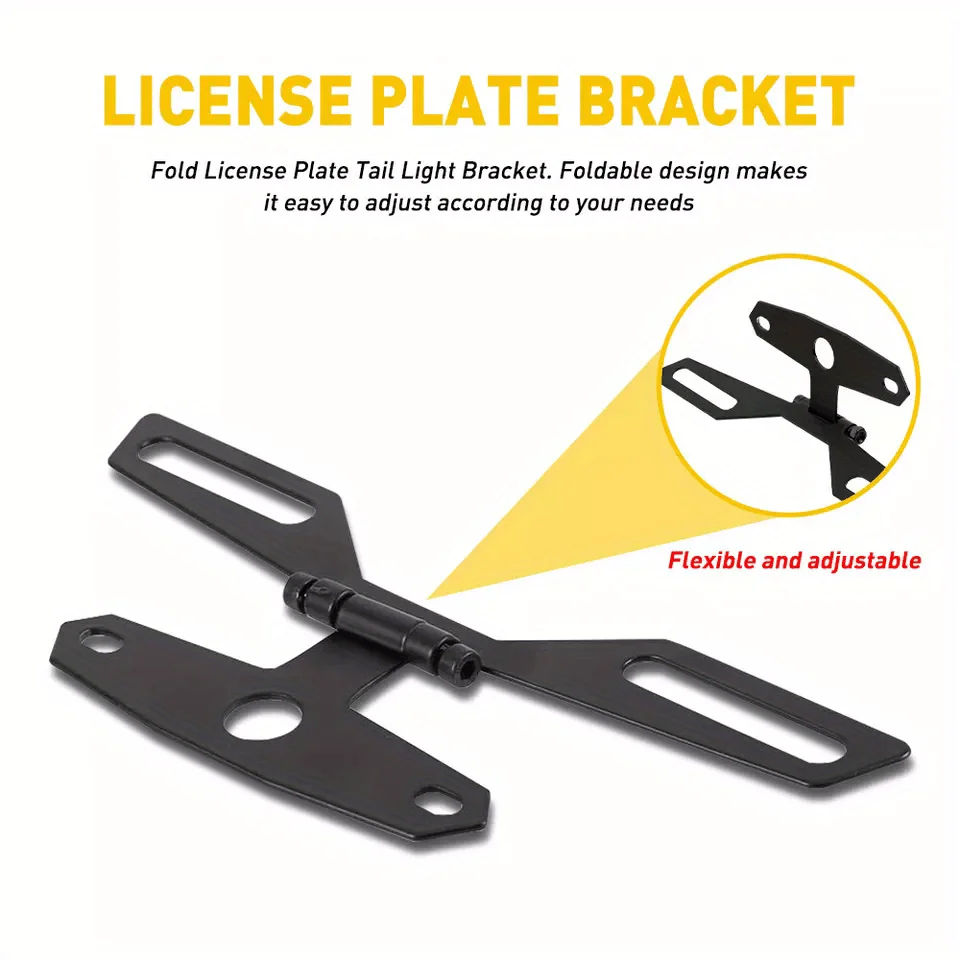 Motorcycle License Plate Bracket Taillight Fixed Adjustable Folding Number Plate Frame Holder Light Mount Motorbike Accessories