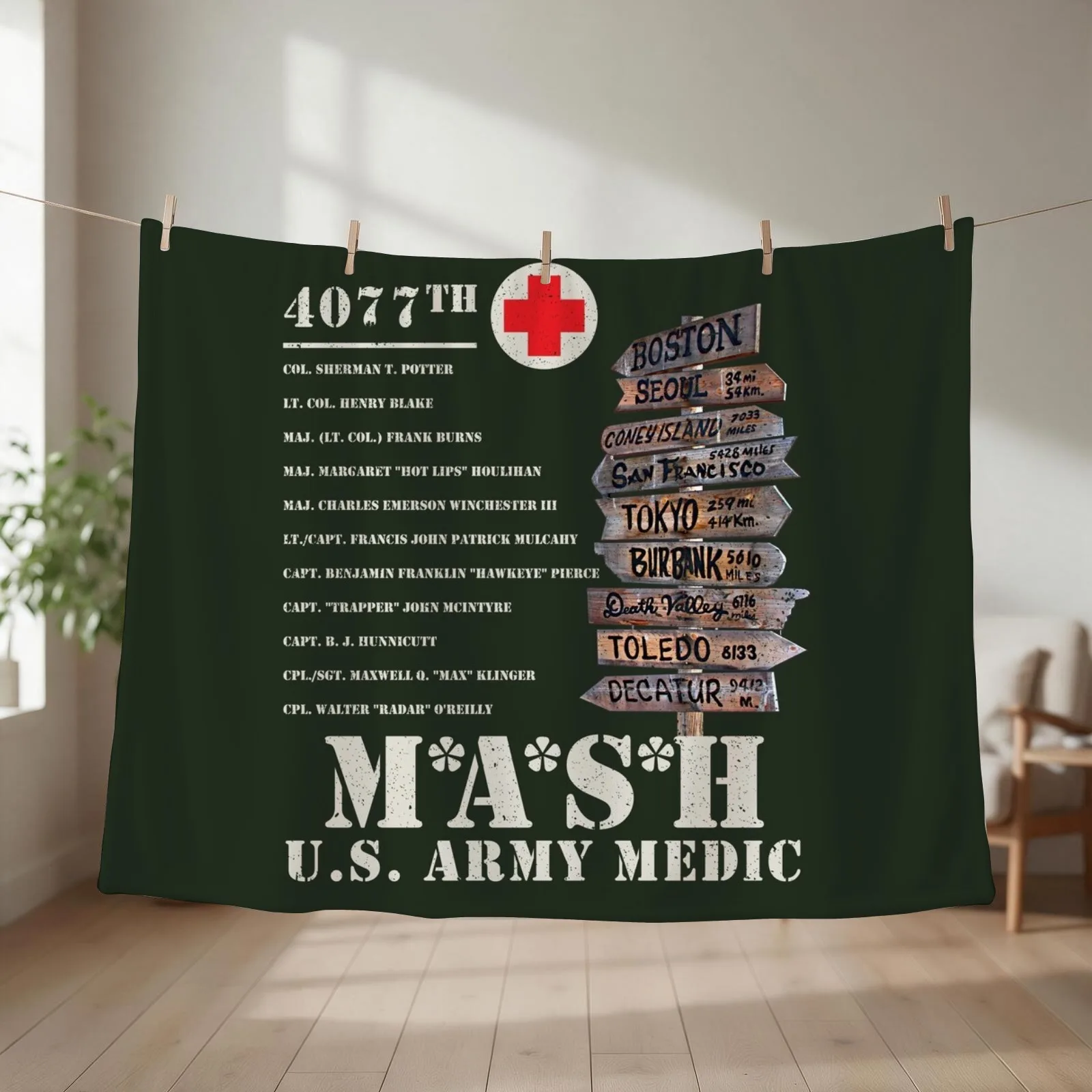 Mash TV Show Signpost Throw Blanket couch cozy soft plush fuzzy picnic outdoor blanket