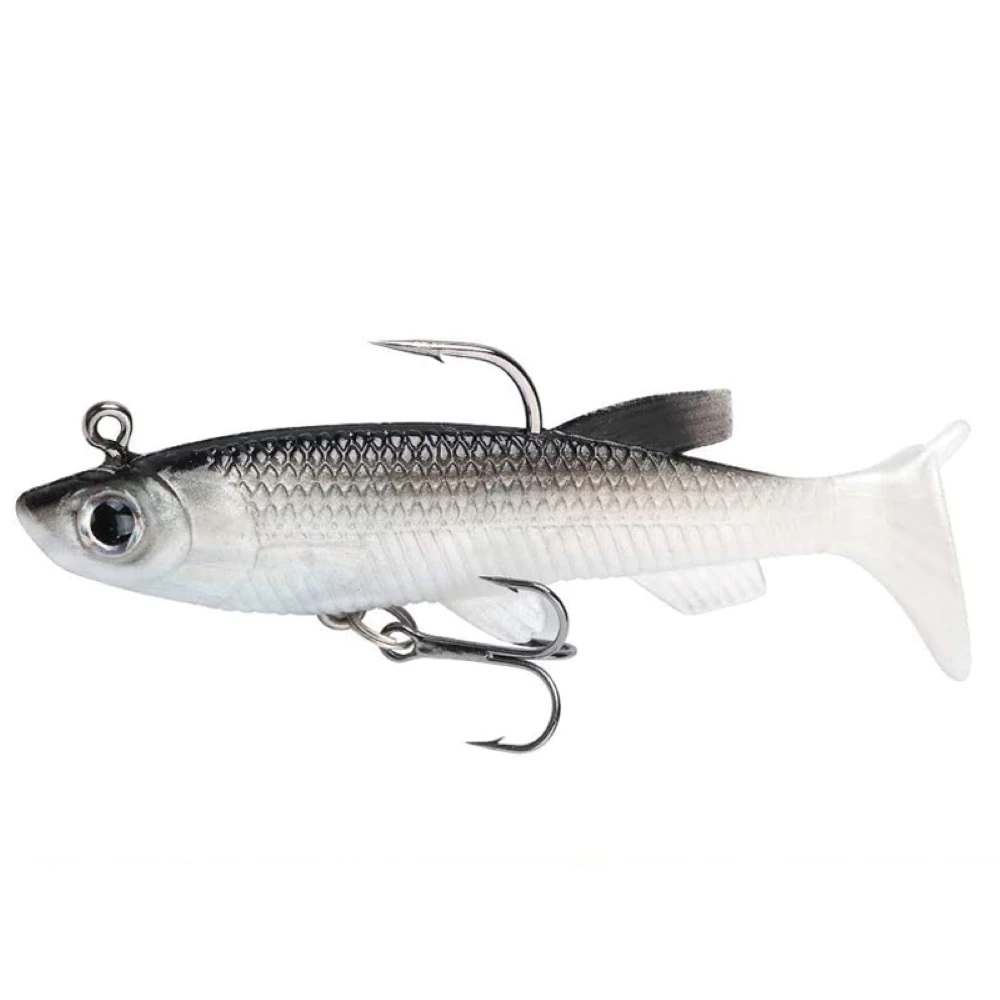 Iscas de silicone macias, tipo wobbler, 7,5 cm, 12 g, com cauda em forma de T, iscas artificiais de borracha para pesca de robalo, carpa e lúcio.