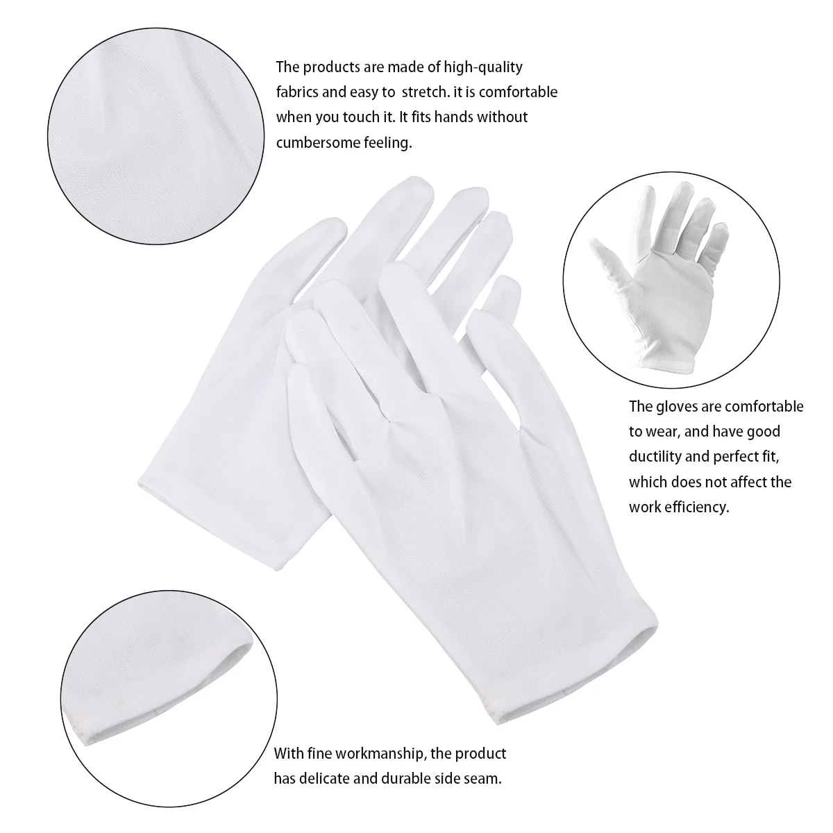 

8Pairs White Nylon Gloves Lightweight Protective Film Handling Gloves Fingerprint-Free for Slides Pictures Coins Foxnovo