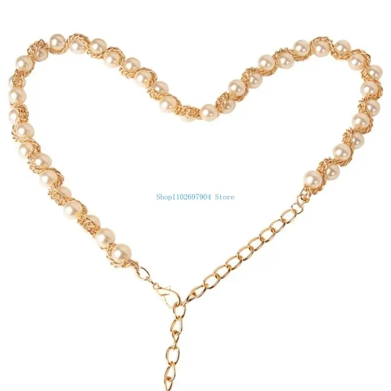 

N7YF Women Pearl Waist Chain Gorgeous Ladies Waist Belt Thin Banquet Party Dress