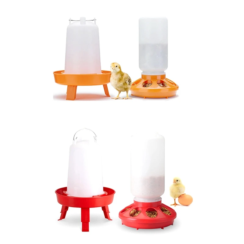 Top Filling Chick Feeder And Waterer Kit , Chick Feeder And Waterer With 3 Heights Adjustable Legs For Chicks