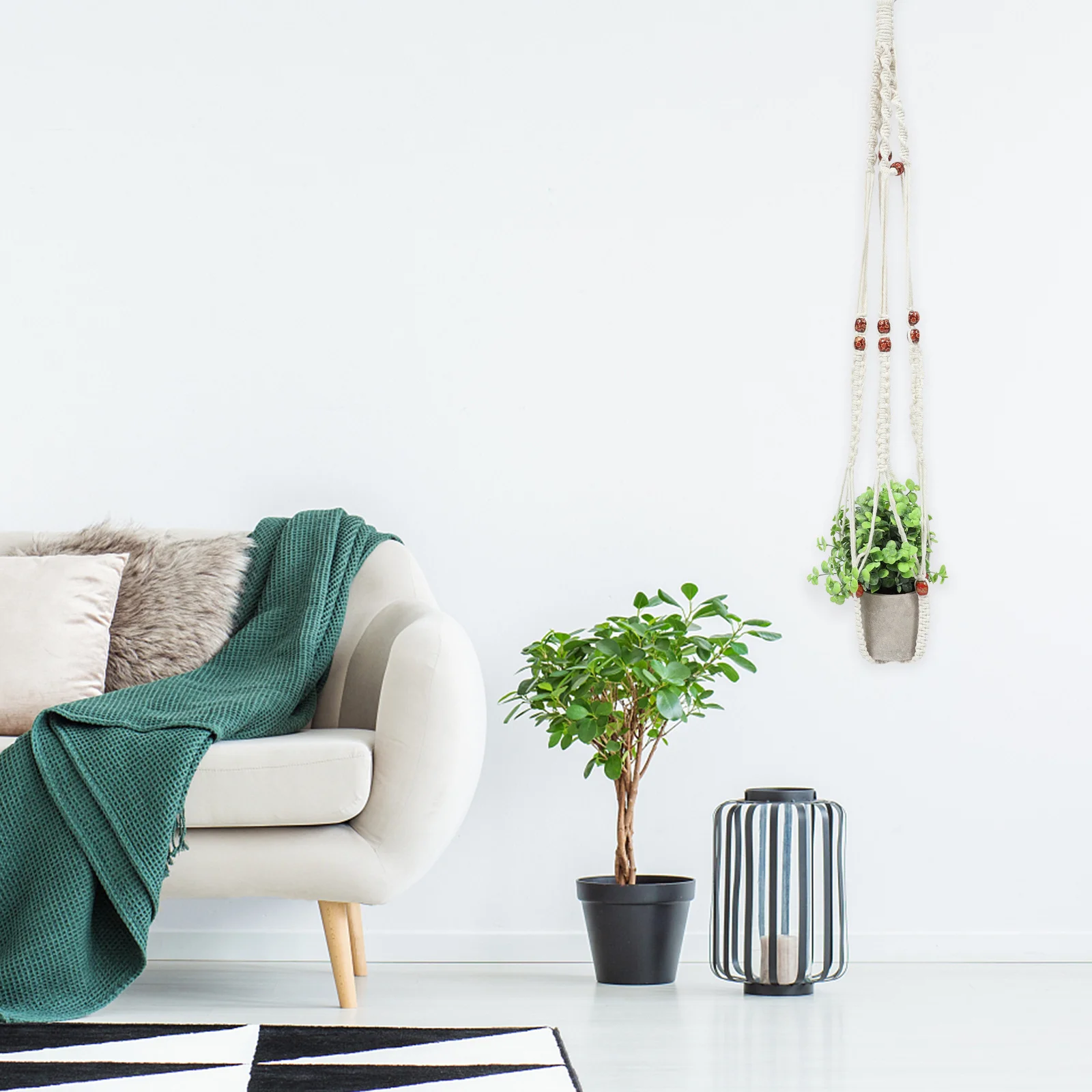 

Indoor Plant Hanger Beaded Flowerpot Holder Bohemian Wall Ceiling Garden Decor Plant Hanger Bohemian Party Decorations