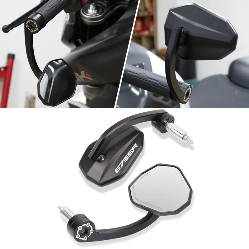 

Universal Motorcycle 7/8" 22mm Handle Bar End Rearview Mirrors For 250SR 450SR 675SR 675SR-R 250 SR 450 SR 675 SR