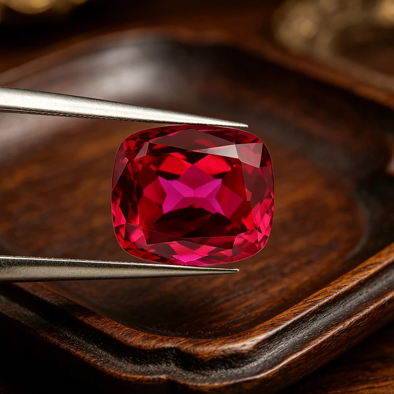 

Высококачественный лабораторный рубин L-Cushion Cut цвета «голубиная кровь» с сертификатом AGL для изготовления ювелирных изделий