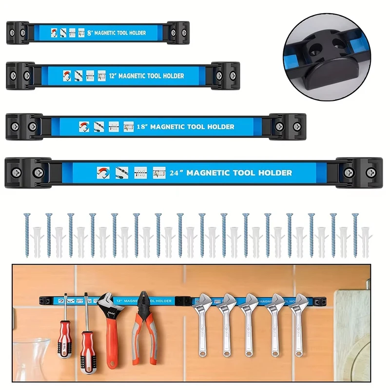 8,12,18,24Inch Magnetic Tool Holder Heavy-duty Magnet Tool Bar Long Strip Garage Workshops Hardware Storage Metal Organizer Rack