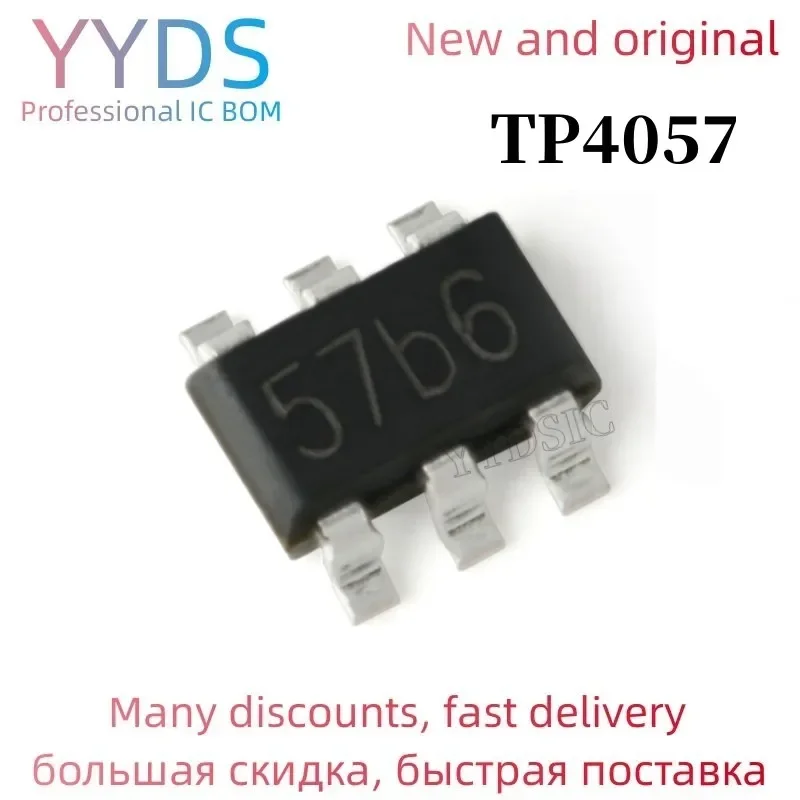 TP4057 lithium battery charging IC 500 ma, the battery reverse connect protection SOT-23-1% 6 10PCS /LOT