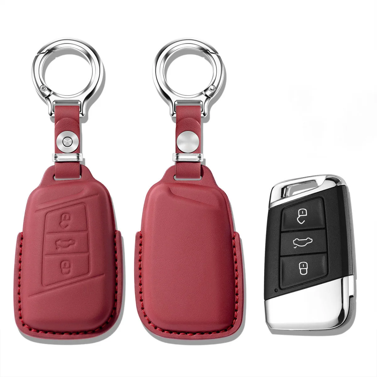 Top Layer Leather Car Remote Key Case Cover Holder Shell For Volkswagen VW Magotan Passat B8 For Skoda Superb A7 Accessories