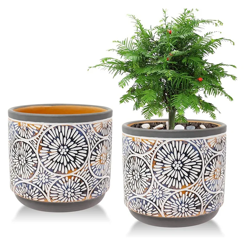 

2 Pack Ceramic Plant Pots Set With Drainage Hole For Indoor Plants Cactus Succulent Snake Plants For Outdoor Plants