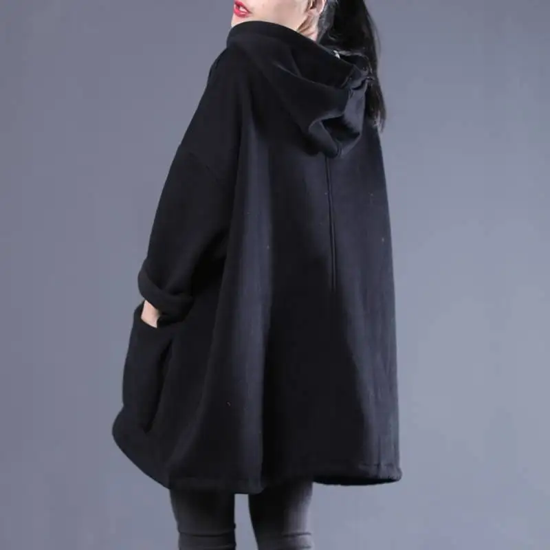 plus Size Materni Coat Thiened Fce Long Hoodie Dr Autumn Winter New Sle Faion Loose Outerwear for Pregnant Women