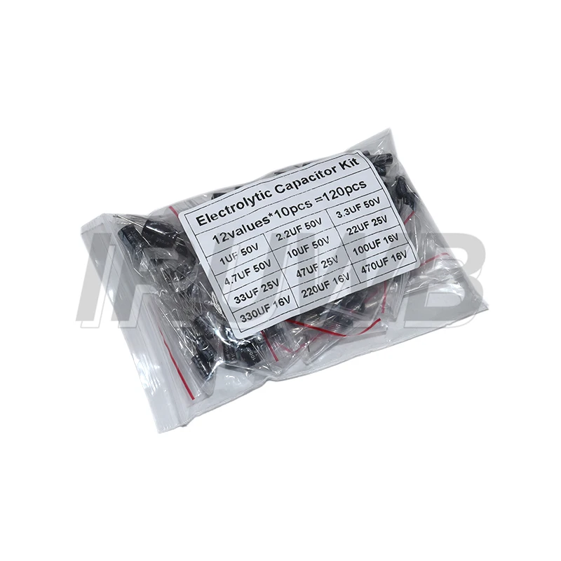 120Pcs 12 Kinds 16V 25V 50V Aluminum Radial Electrolytic Capacitors Electrolytic Capacitors Range 1UF-470UF Assortment Kit
