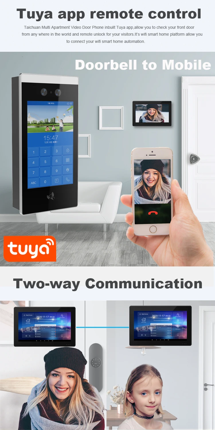 Videoportero con reconocimiento facial, Control de acceso de entrada de apartamento, videoportero Android SIP