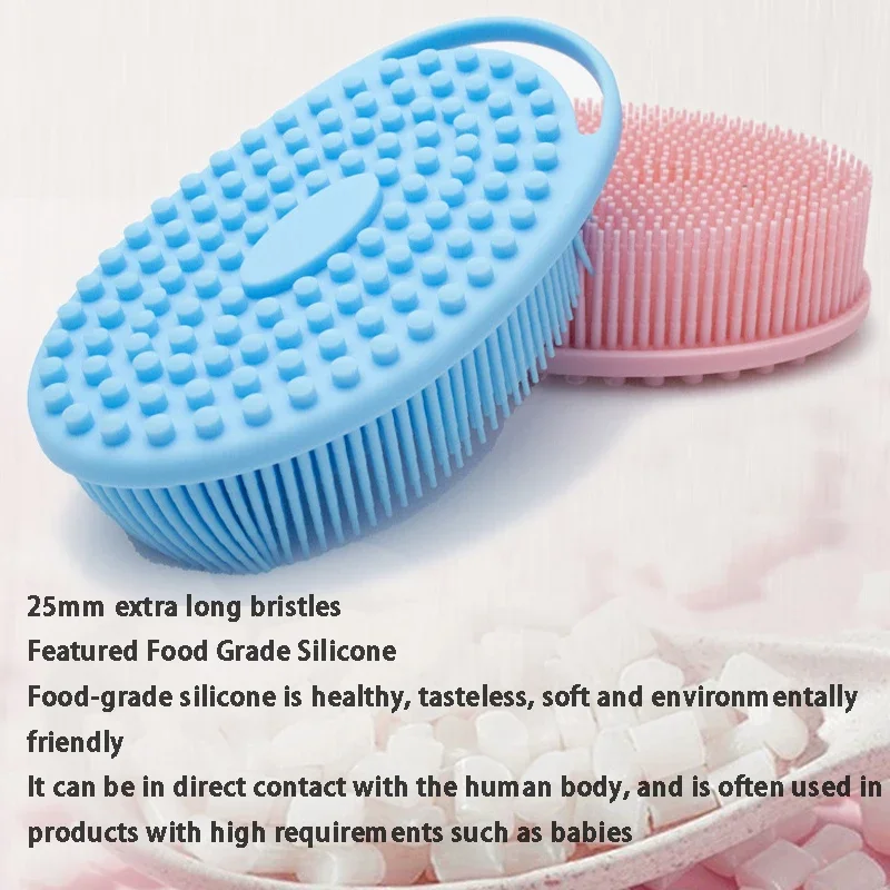 Spazzola da bagno spazzola da bagno in Silicone per lavare i capelli uso su entrambi i lati spazzola da bagno per massaggi morbidi per bambini accessori da bagno per la pulizia della schiena