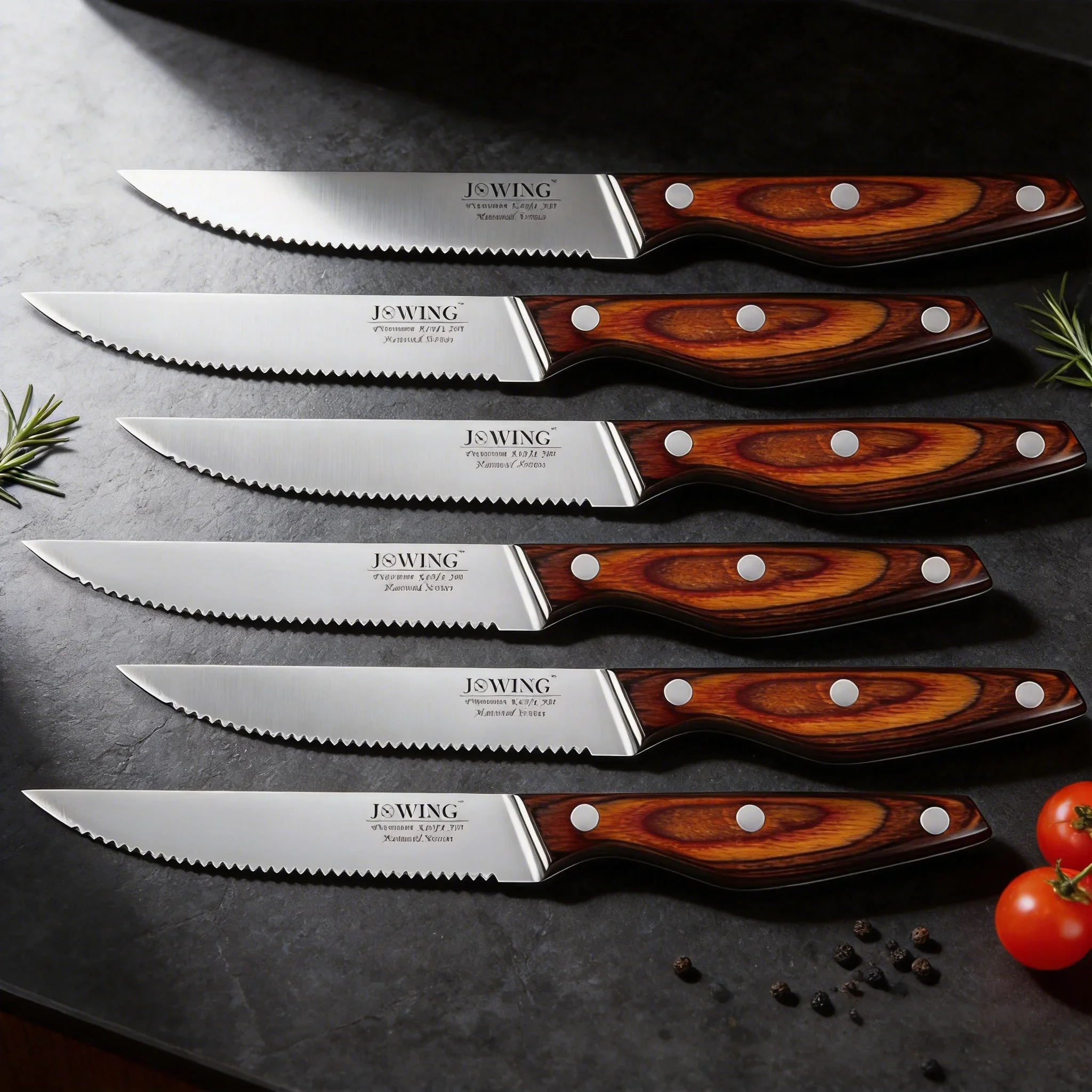 2026 New Model Steak Knife Set, Kitchen Knife 2/4/6/8 Piece Set Steak Knife with Solid Wood Handle and Stainless Steel Blade