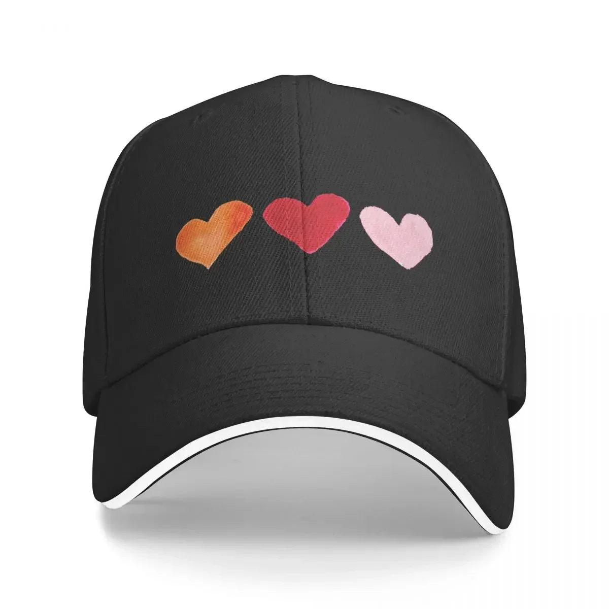 

Warm pink and orange heart print Baseball Cap Visor Male hat New Hat Girl Men's