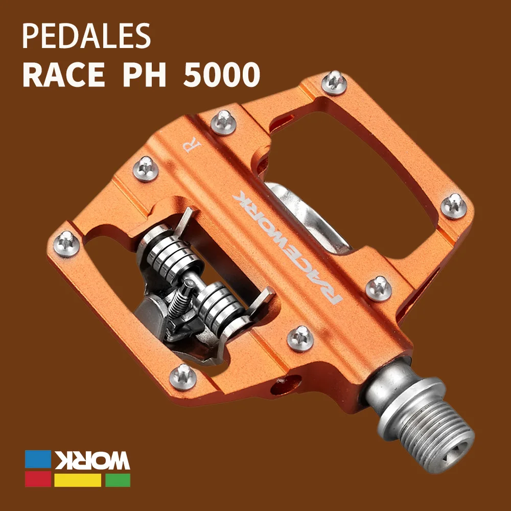 RACEWORK MTB Clipless Pedals Self-locking CNC Aluminum Alloy DU Bearing Double Flat Platform Mountain Bike Bicycle Pedal For SPD - view 6