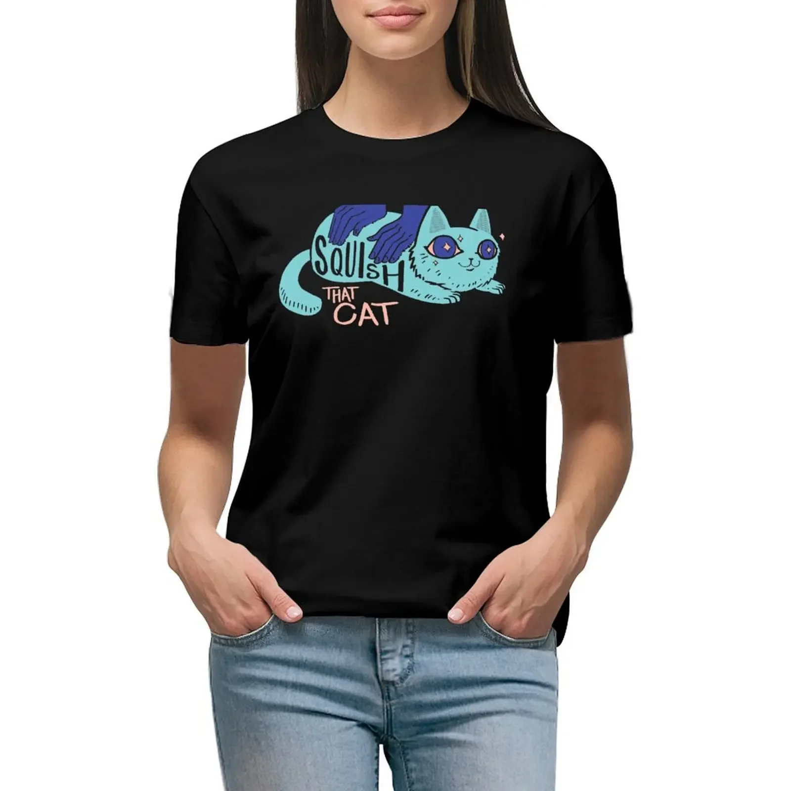 

Squish that Cat! T-Shirt sports fans graphics quick drying t-shirts for Women graphic tees funny