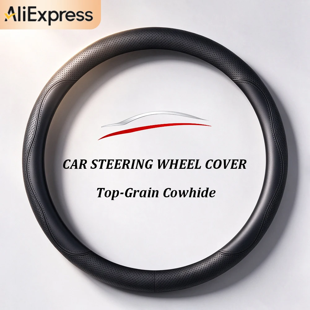 38CM Artificial Leather Car Steering Wheel Cover Comfortable Breathable Accessors For Lada Granta Vesta Niva Travel Legend Iskra