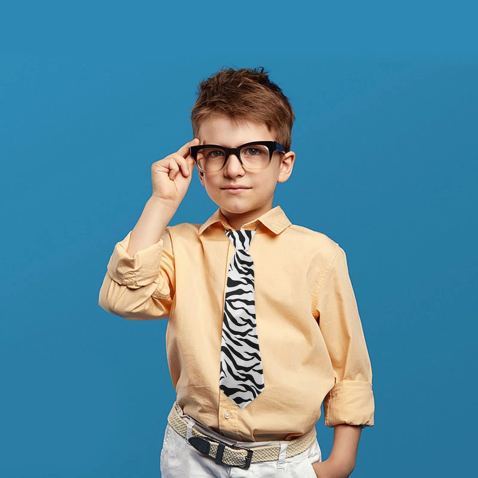 

4Pcs Children Student Neckties Korean Print Boy Necktie for School Uniforms Stage Party Events Easy Care Elastic Fit