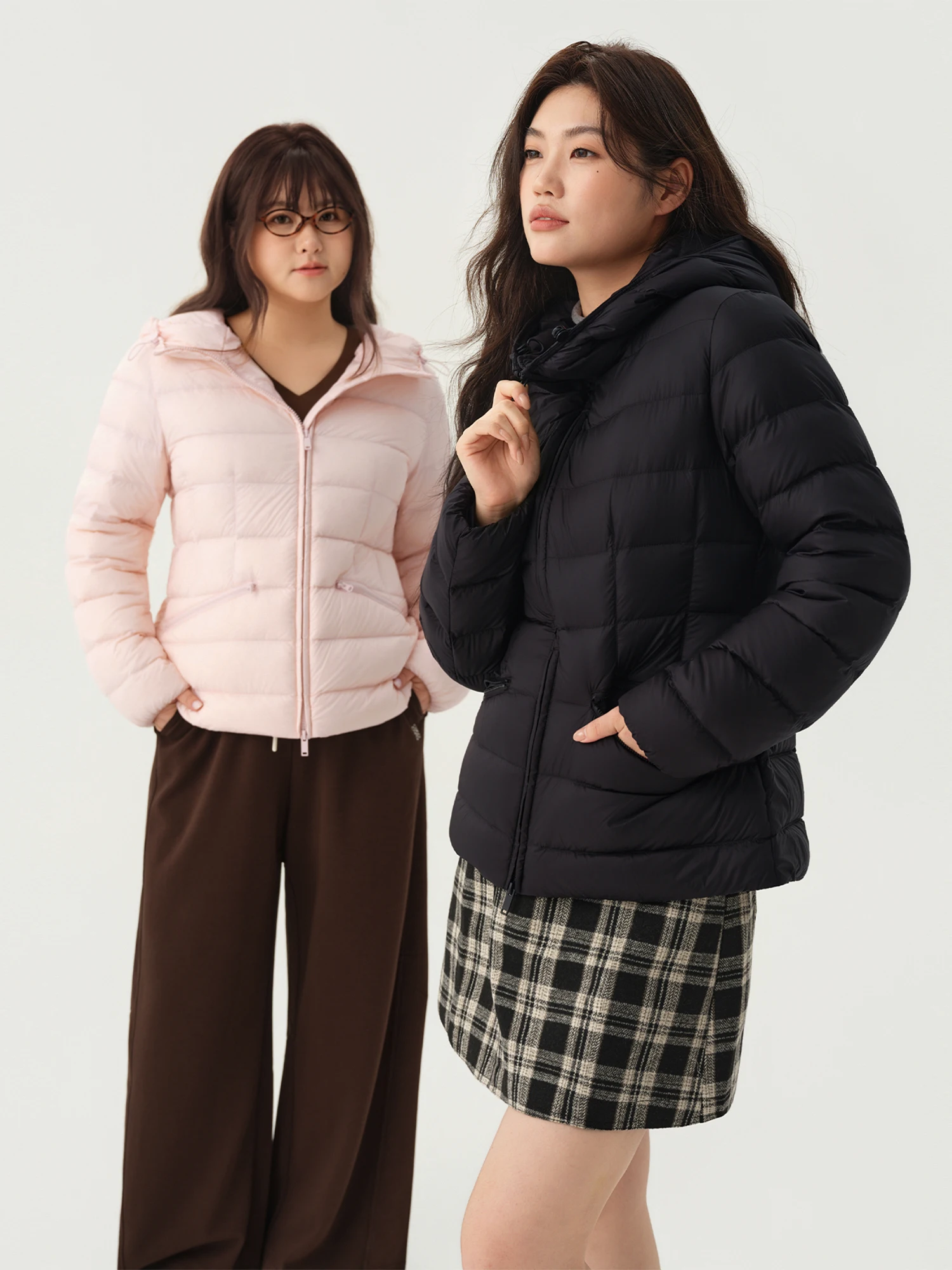 DUSHU 2026 Winter Women Lightweight Hooded Down Jacket Slimming Warm White Duck Down Puffer Coat New Arrival Warm Downcoat