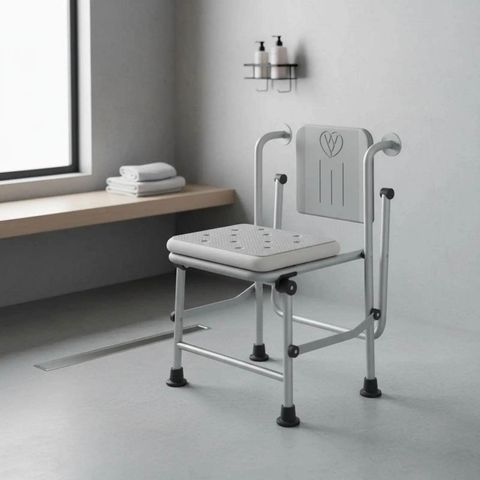 Silla de Ducha Plegable Montada en la Pared para Mascotas de Baño - imagen 5
