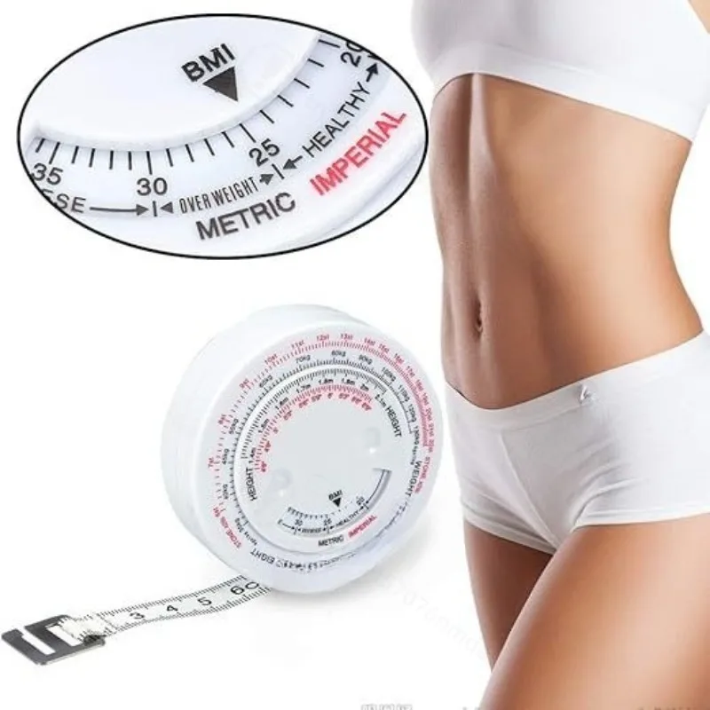 1.5m Double Scale Round Tape Measure Metric Imperial Retractable Soft Ruler BMI Body Fat Waist Circumference