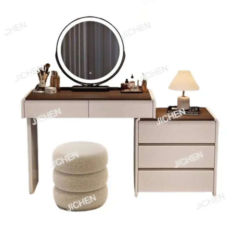 

Aesthetic Wooden Vanity Table Mirror Full Set Beauty Makeup Bedroom Dresser Organizer Space Saving Mesa Tocador Home Furniture