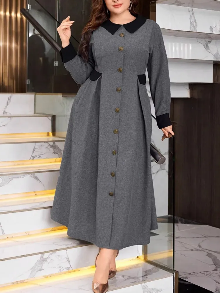 

L-4XL Plus Size Clothes Dresses Women Robes Spring Summer Long Sleeve Street Style Casual 3XL 4XL Big Size Maxi Dress Oversized