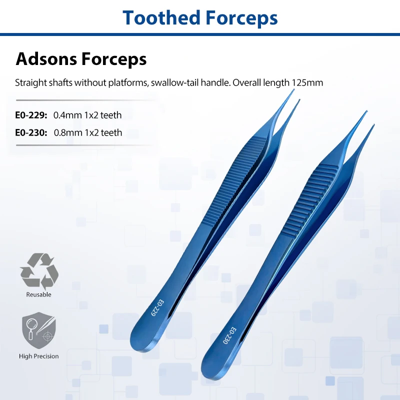 Titanium Alloy Adsons Forceps Micro Tissue Tweezers For Ophthalmic Cosmetic Dissecting Surgical Instruments