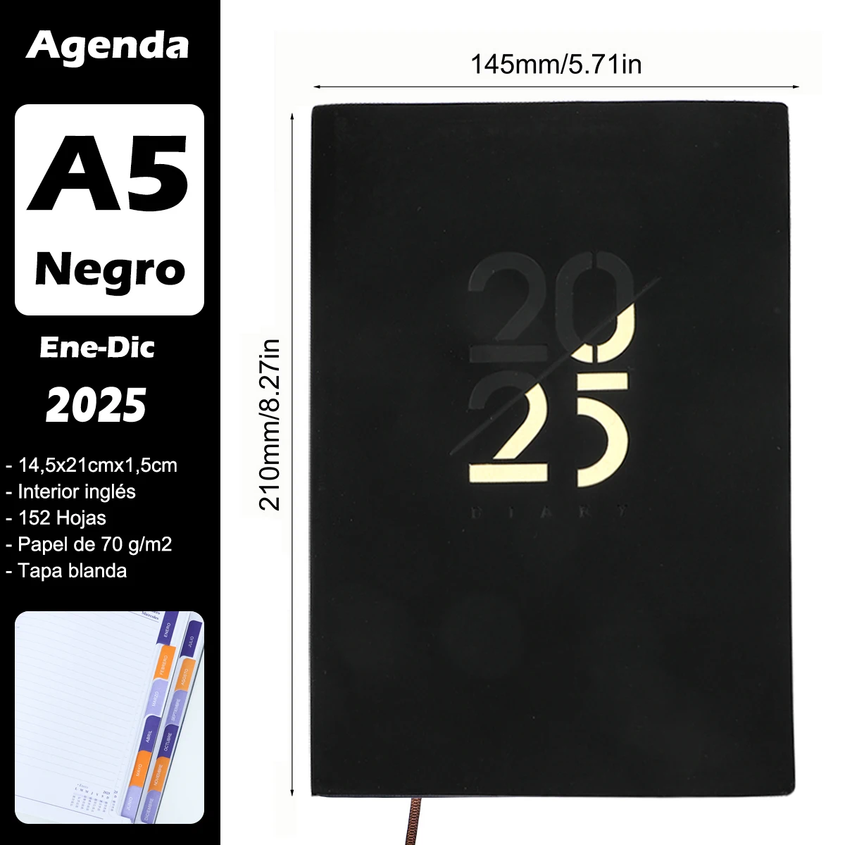 2024-2025 Planner Notebook Monthly Calendar Spanish Jul. 2024 - Jun. 2025 Schedule Soft Leather Paper Office School Stationery