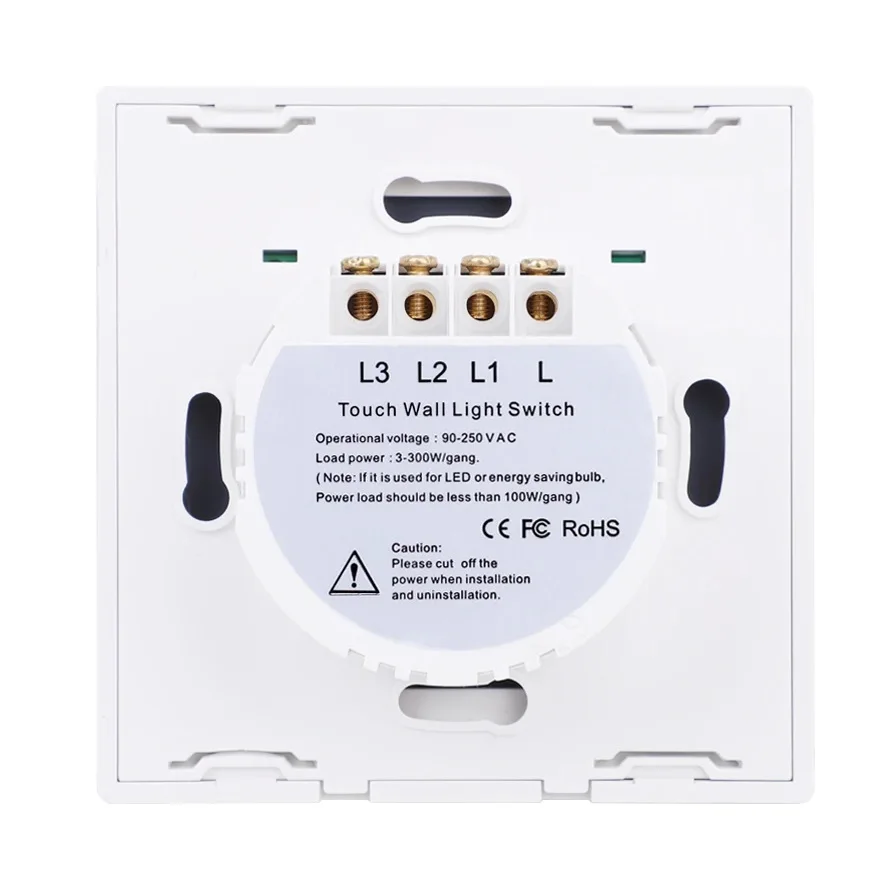 SESOO Remote Touch Switch, 3 Gang 1 Way,Crystal Glass Panel,RF433  Single FireWire Touch Sensing for Smart Home , AC100-240V