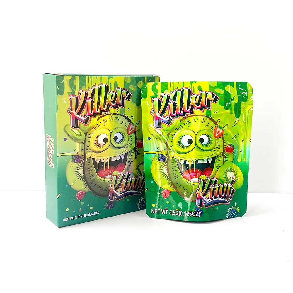 3.5 Gram Display Cartoon Pack Box Set With 3.5g Plastic Mylar Bag Storage Packaging Paper Pouch Kit Case Combo Gift Package