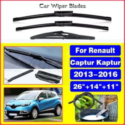 For Renault Captur Kaptur 2013 - 2016 Car Front Rear Wiper Blades Soft Rubber Windscreen Wipers Auto Windshield 26