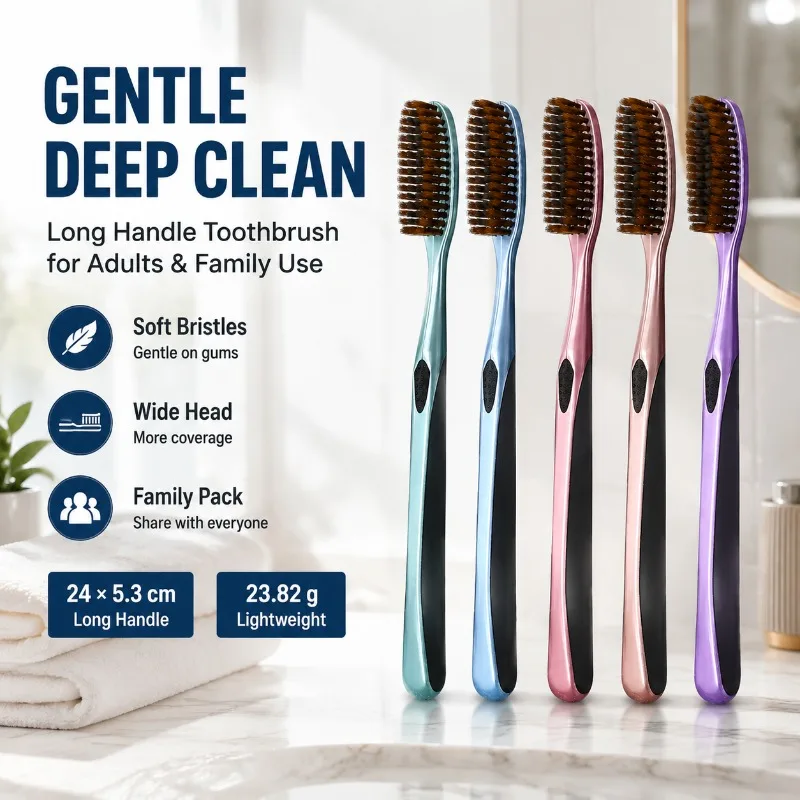 High Efficiency Large Head Soft Filament Toothbrush Extended Brush Surface Fine Gentle Fibers Premium Daily Oral Cleaner