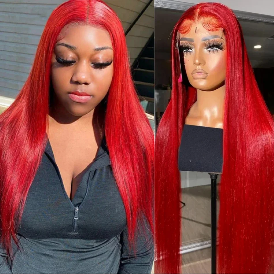 

13x4 Кружевные Фронтальные Парики Горячий Красный 13x6 HD Прозрачные Парики Фронта Шнурка Человеческих Волос Бразильские Костяные Прямые Для Женщин Предварительно Сорванные