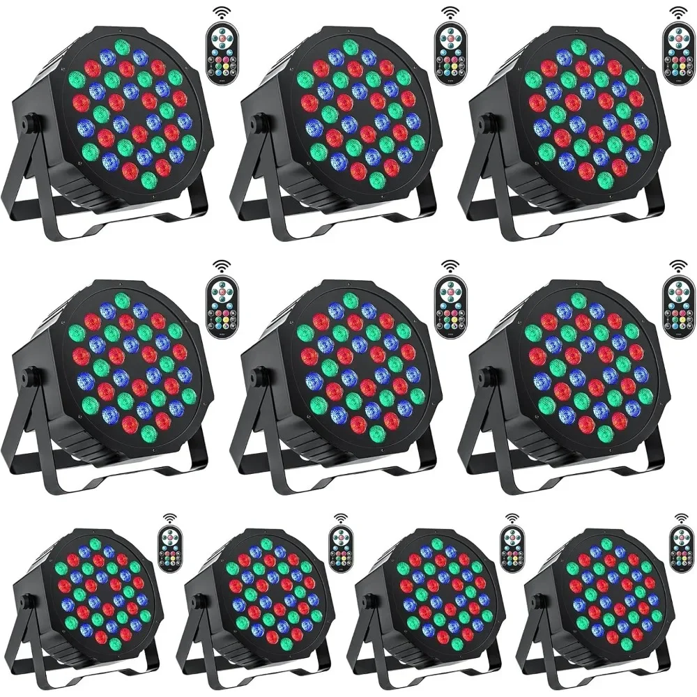 Stage Lights 10 Packs 36LED RGB LED Par Lights,DMX Controller Sound Activated Uplights  7 Channel DJ Party Lights