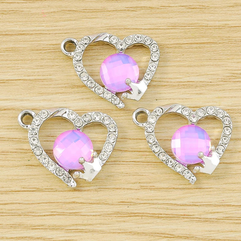 10 Stück, 20 x 16 mm, niedliche Kristall-Herzanhänger zum Basteln von Ohrringen, Halsketten, Armbändern und für DIY-Bastelarbeiten, Schmuckzubehör. – Detail 5