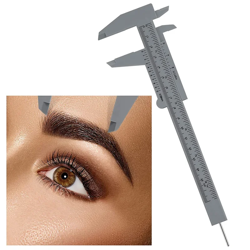 Eyebrow Measuring Ruler Brow Mapping Ruler Tool Mini Vernier Caliper Double Scale Ruler for Student Office