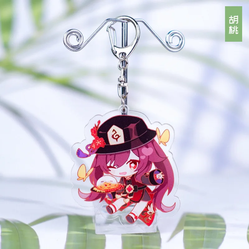 Llaveros acrílicos de Anime Genshin Impact, llaveros con colgante, figura de juguete de Freddy Hu Tao Yae Miko Zhongli Yoimiya Qiqi Raiden Shogun Klee Nahida