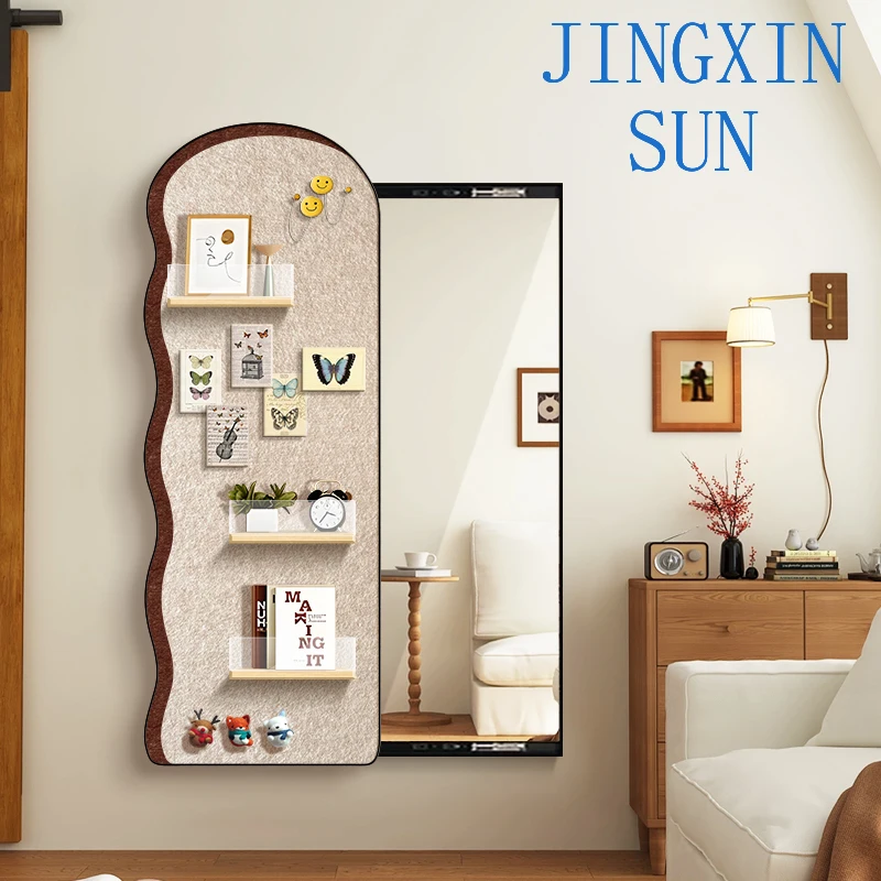 Medieval full-body mirror hidden DIY porch full-length mirror can be stored felt board photo wall sliding mirror painting