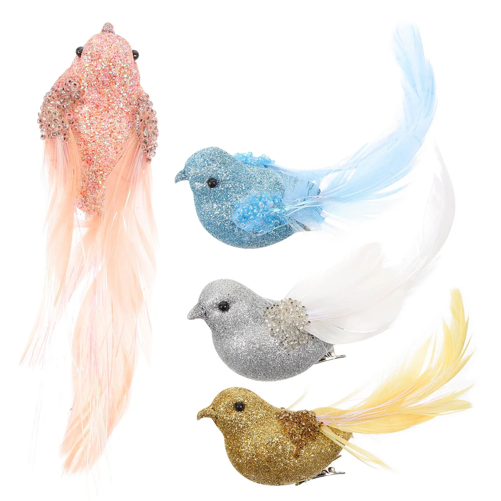 

4Pcs Realistic Small Bird Foam Ornament Clip Xmas Tree Decoration Lightweight Colorful Bird Decor for Garden Balcony
