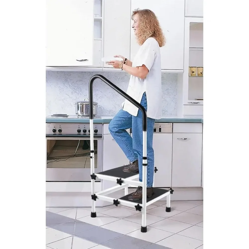 Medical 2 Step Stool with Handrail Handle for Elderly,Seniors,Kitchen Bathroom Viechle Ladder