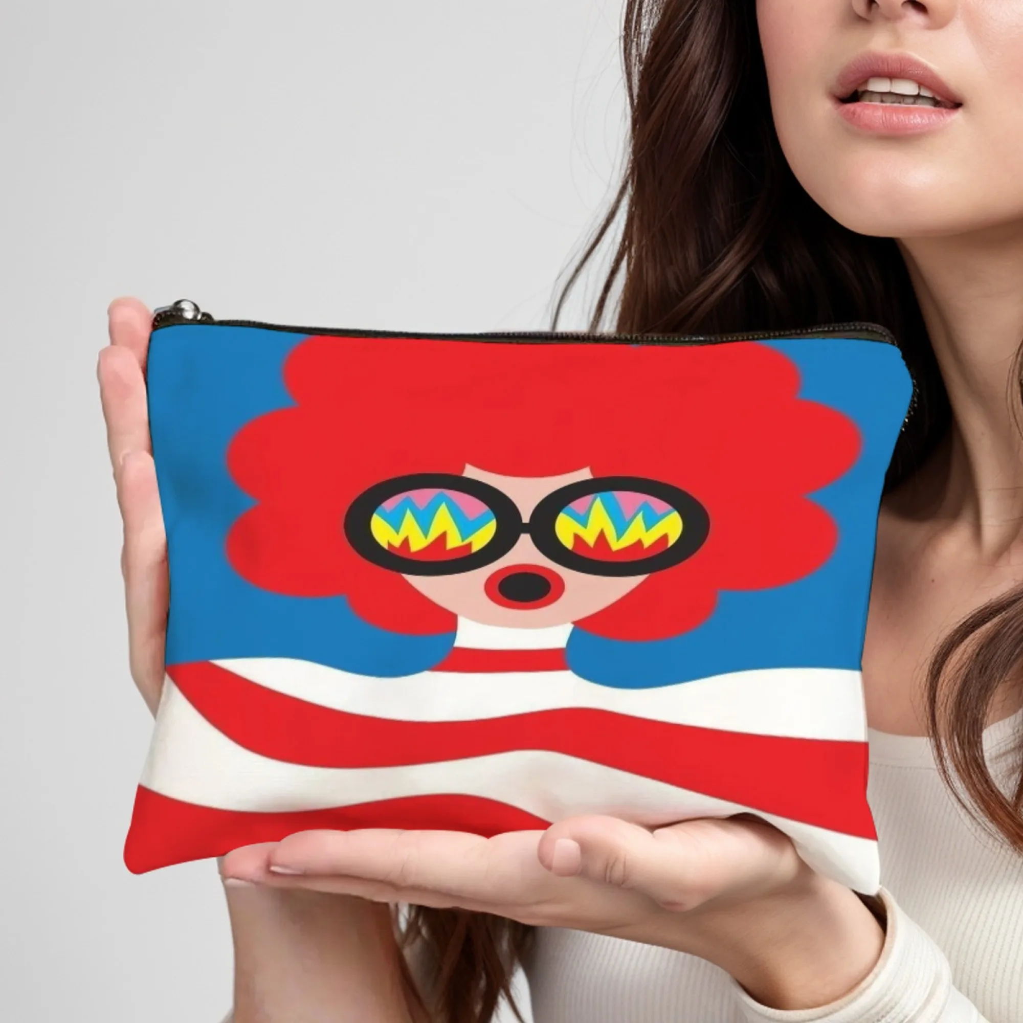 Strange and funny girl Durable Zippered Makeup Bag for Travel Cosmetic Pouch with Pockets Women Toiletry Organizer Christmas