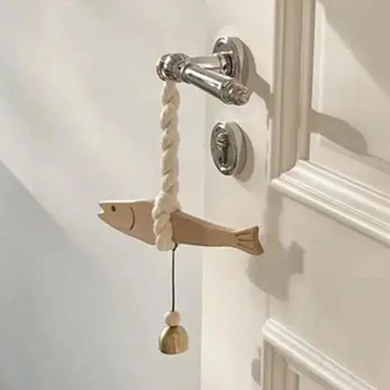 1Pc Lightweight Wooden Fish Car Ornament Hangable with Bell Pollack Door Pendant Ultra thin Fish Wall Art Bedroom