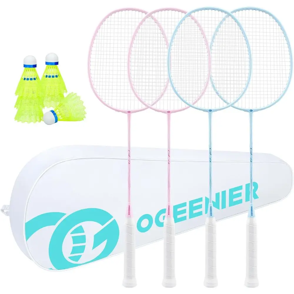 

Lightweight 2-Piece & 4-Piece Badminton Racket Sets for Beginners and Recreational Play with Carbon Fiber Shaft